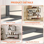 Homeiju Hanging Shoe Organizer,2 Pack Wall Mounted Shoe Rack Holds 12 Pairs,Space Saving Metal Wall Shoe Rack,Hanging Shoe Rack Shoe Holder for Small Space,Entryway,Closet,RV,Camper (Grey) - color: Grey