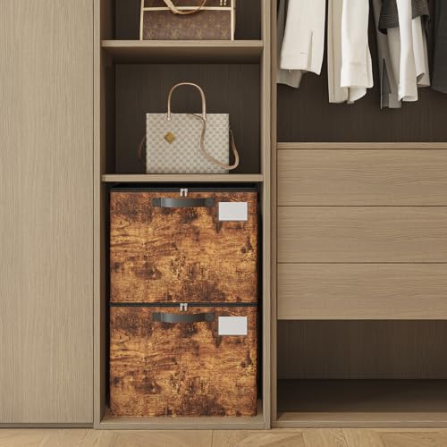Varhomax Shoe Organizer Box for Closet 2 Pack, Fabric Shoe Storage Bin with Adjustable Dividers & Clear Cover, Holds up 16-32 Pairs of Sneakers & Sandals for Entryway, Cubby (Rust Brown) - color: Rust Brown-2 Pack