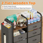 Baby Diaper Caddy Organizer Cart - Bedside Cart with Drawers & Side Storage, Nursery Essentials Stuff & Clothes Organization, 3 Tier Rolling Carts with Wheels for Nursery, Bedroom, Easy to Assemble