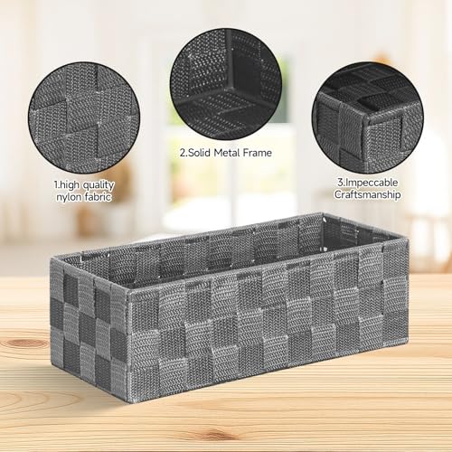 Posprica Woven Baskets, Storage Baskets for Organizing (Set of 8), Cube Baskets Bin Container Matching Storage Boxes Organizers for Pantry, Office, Shelves, Media-room - color: Gray-8pcs