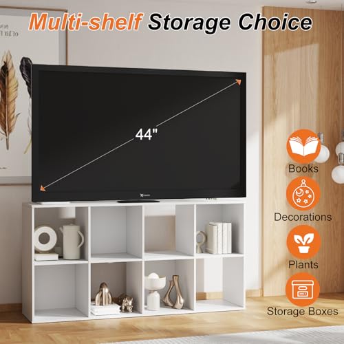Sweetcrispy 8 Cube Storage Organizer - Open Cube Bookshelf with 4 Removable Back Panels, Display Storage Bookcase for Living Room, Bedroom, Entrance Hall, Home Office，47.7" L×11.6" W×24" H, White - color: White, size: 8-Cube(47.7"L×11.6" W×24"H)