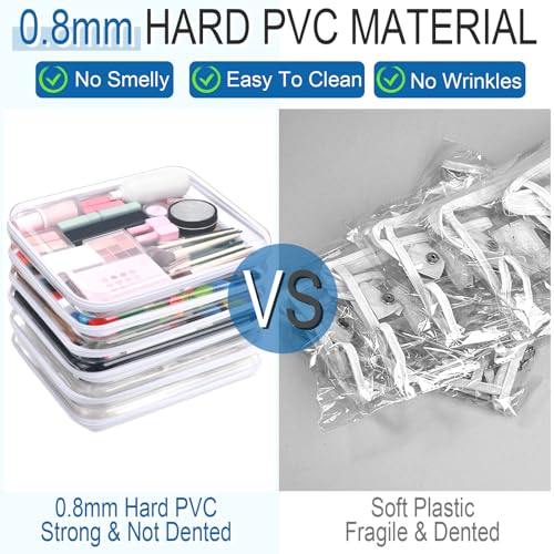 Sanwuta 6 Pcs Clear Hard Zipper Case Plastic Zipper Pouches Transparent Makeup Bag Pencil Case Pouches Toiletry Diaper Bag for Travel Toy Storage Organizer Bins(White,13.78 x 11.81 x 2 Inch) - color: White, size: 13.78 x 11.81 x 2 Inch