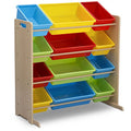 Delta Children Kids Toy Storage Organizer with 12 Plastic Bins - Greenguard Gold Certified, Natural/Primary - color: Natural/Primary