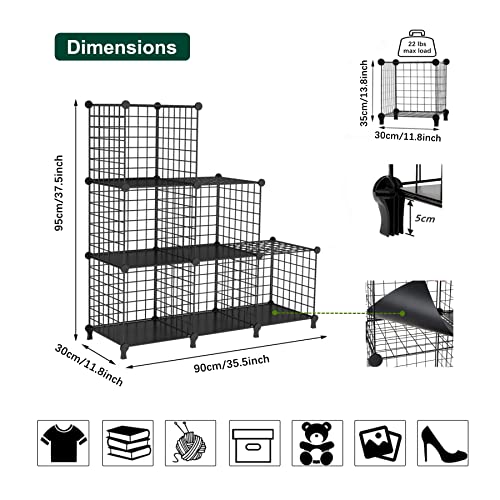 AWTATOS Wire Cube Storage Organizer, Closet Organizers and Storage, Metal 6 Cube Storage Shelves Bookshelf, Portable Closet Clothes Organizer for Bedroom, Home, Office, Black - color: Black, size: 6 Cube(30x30cm)