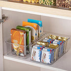 Vtopmart 8 Pack Food Storage Organizer Bins, Clear Plastic Bins for Pantry, Kitchen, Fridge, Cabinet Organization and Storage, 4 Compartment Holder for Packets, Snacks, Pouches, Spice Packets - style: 8pack
