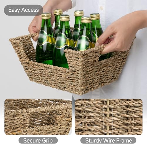 StorageWorks Small Pantry Baskets for Patato and Onion Storage, Wicker Baskets for Organizing with Built-in Handles, Seagrass Pantry Organizers and Storage for Shelves, Countertop, 2 Pack - color: Natural(Seagrass), size: 11 ½"L x 9 ½"W x 5"H