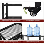 Grezone Foldable Shelves 3 Tier Heavy Duty Metal Storage Shelves with Wheels - No Assembly Collapsible Shelving Unit for Kitchen Garage Hold up to 750 lbs - size: 39‘’W x 13.5''D x 39''H