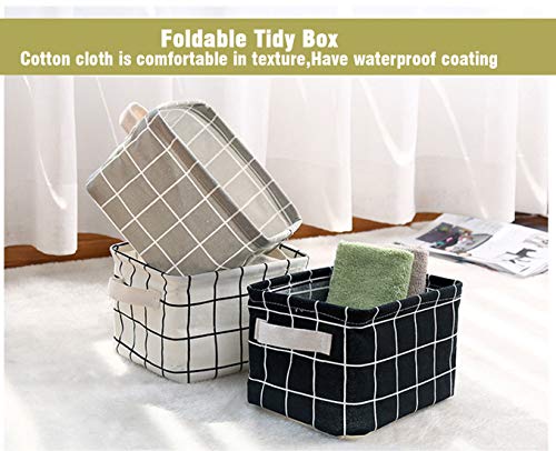 AARAINBOW 3 Packs Storage Basket Bins Canvas Mini Storage Cubes Storage Basket for Makeup, Toys Liners, Books Storage Baskets with Handles for Shelves & Desks(3 Gray) - color: 3 Gray