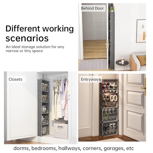MAGINELS 4-Tier Slim Shoe Rack Organizer and Tall Storage for Closet,Hidden Thin Shoes Cabinet for Small Spaces,Narrow Shelves for Wall Behind Door,Entryway,Black - color: Black, size: 8 pair