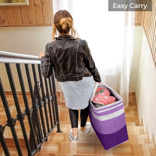 HomeHacks 2 Pack Large Laundry Baskets, Waterproof, Freestanding Laundry Hampers, Collapsible Clothes Hamper with Reinforced Handles in Laundry, College Dorm, Bathroom, Bedroom (Purple, 75Lx2) - color: Purple, size: 75L