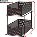 Simple Houseware 2 Tier Sliding Cabinet Basket Organizer Drawer, Bronze - color: Bronze, size: 1-Pack