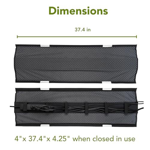 PERFECT POSTURE Mesh Cable Organizer – Clamp-Mounted Under Desk Cable Management, Flexible Mesh, Easy-Access Design, & Standing Desk Compatible – 38” (Gray) - color: Gray, size: 38" Clamp
