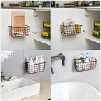 Toplife Kitchen Hanging Basket, No Drilling Cabinet Door Organizer Rack, Wall Adhesive Basket for Cabinet, Cupboard Door, Bathroom, Kitchen Storgae Baskets, Black (2 PacK)