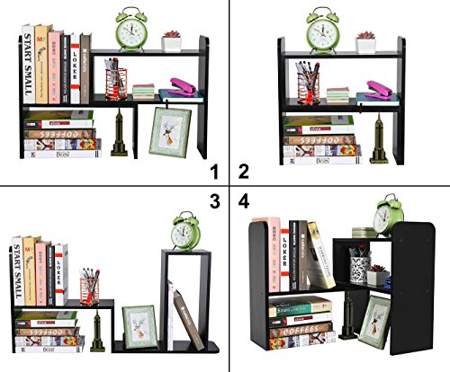 PAG Desk Organizer Desktop Shelf Adjustable Countertop Bookshelf Small Table Shelves Book Organizer Office Organization for Desk, Black - color: Black, size: Style 1