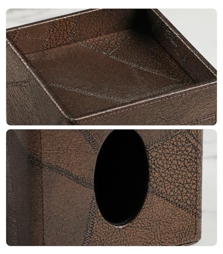 Square Tissue Box Cover, Stylish Leather Tissue Box Holder with Storage Tray, Decorative Tissue Rack Storage Box for Living Room, Bedroom, and Office Desk (Brown Vintage) - color: Brown Vintage