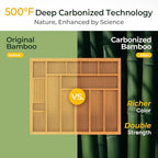 keechee Carbonized Large Bamboo Kitchen Drawer Organizer, 12 Slots Expandable Silverware Organizer, Utensil Holder & Cutlery Tray, 2.5" Deep for Extra Capacity, Non-Slip Feet Included - size: 12 Slots（Large & Expandable）
