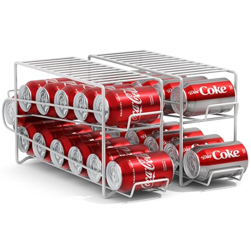 Sorbus Soda Can Rack Beverage Dispenser Dispenses 12 Standard Size 12oz Cans - Refrigerator Can Dispenser Rack (2 Pack, White) - color: White, size: 2 Pack