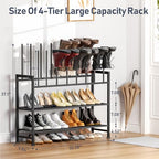 DIMJ Boot Rack 4-Tier - Black Metal Boot Storage Rack for Tall Boots Organizer Tall Boots, Multiuse Shoe Rack for Boots, Sneakers, High-Heel, Entryway, Fits 8 Pairs - size: 4 Tier - 8 Pairs