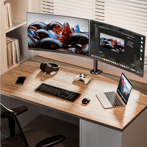 ErGear Dual Monitor Stand, Heavy Duty Adjustable Monitor Desk Mount for 2 Screens up to 32 Inches, Fully Adjustable Height, Tilt, Swivel, Rotate, Supports 17.6 lbs per Monitor Arm, Easy Installation - color: Black, size: 13" - 32"