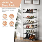 6 Tier Shoe Rack, Tall Metal Shoe Storage with Adjustable Shelves, Holds 12-14 Pairs, Stackable Shoe Stand for Garage Hallway Bedroom, Bronze - size: 6Tier