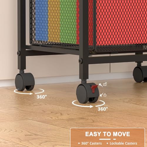 Tiaoheka Rolling File Cabinet with Adjustable Dividers, Mobile Filing Cabinet with 2 Storage Drawers on Lockable Wheels, Hanging File Organizer Beside Under Desk for Office, Home（Patent Pending） - color: Black, size: Large - File Cabinet