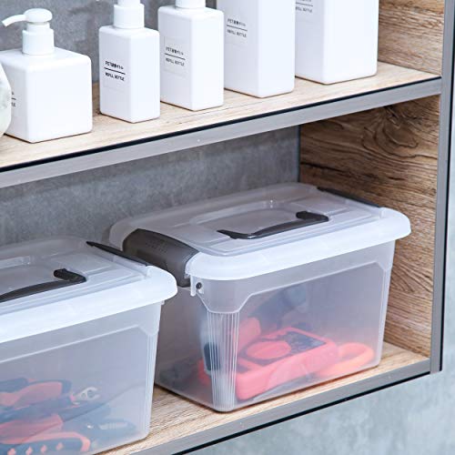 Citylife 6 Packs 6 QT Storage Bins with Lids Clear Plastic Bins with Grey Handle Stackable Storage Containers for Organizing - size: 6.0QT, style: 6 PACK