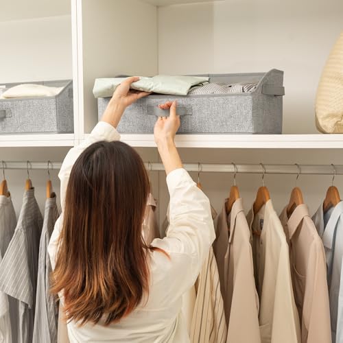 GRANNY SAYS Purse Organizer for Closet, Trapezoid Storage Bins, Closet Shelf Organizer, Storage Baskets for Shelves, Fabric Clothing Organizer, Closet Organizers and Storage, Gray, 3-Pack - color: Ash Gray, size: 19¾"L x 11"W x 7¾"H