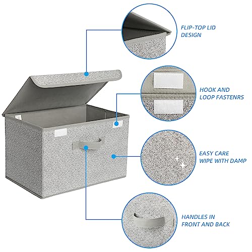 GRANNY SAYS Storage Baskets with Lids, Clothes Storage Boxes, Fabric Storage Bins, Keepsake Box, Closet Organizers and Storage, Gray, 2-Pack - color: Ash Gray, size: Large-2 Pack