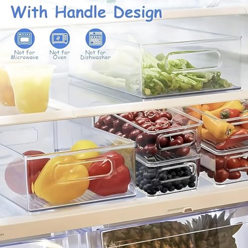 9 Pack Refrigerator Organizer Bins,3 Sizes Clear Pantry Storage with Handles for Fridge, Freezer, Shelves, Drawer, Bins, Snack Organizer for Home & Kitchen - size: 9 Pack