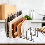 Pot Lid Organizer, Pot Lid Rack Holder, Rest Cutting Board, Bakeware, Pots & Pans, Serving Trays, Reusable Containers in Cabinet Pantry, Stainless Steel - color: Satin Nickel