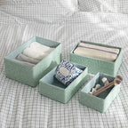 Storage Baskets Set 4 - Stackable Woven Basket Paper Rope Bin, Storage Boxes for Makeup Closet Bathroom Bedroom (Light Green) - color: Light Green