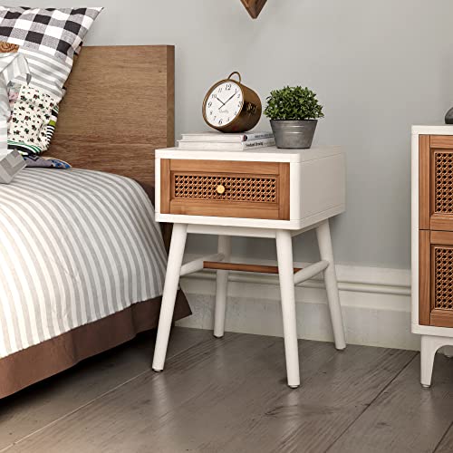 COZAYH Set of 2 Fully-Assembled Modern Farmhouse Clean-Lined Nightstand, End Table with 1 Drawer,Distressed White - color: Distressed White, style: 1 Drawer/2 pack