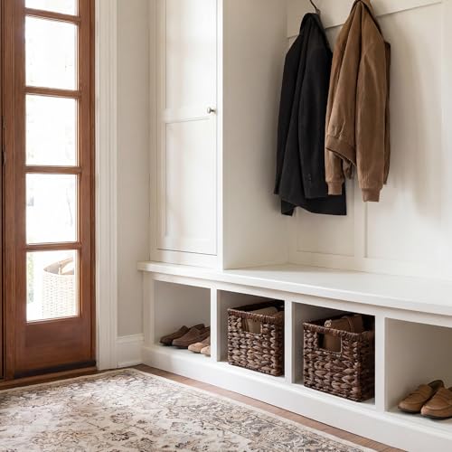 StorageWorks Storage Baskets for Organizing, Water Hyacinth Baskets for Shelves, Organizer Basket with Handles, Decorative Storage Basket for Closet, Pantry Organizers - color: Brown(Water Hyacinth), size: 2x 13¼"L x 8¼"W x 7"H