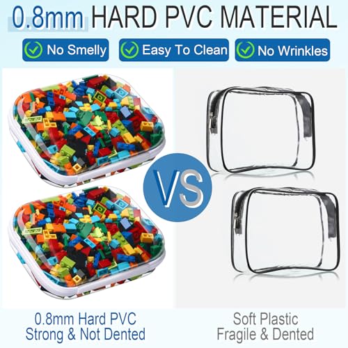 Sanwuta 6 Pcs Clear Hard Zipper Case Hard Plastic Zipper Pouches Makeup Bag Pencil Pouches Transparent Cases for Snacks Plastic Storage Organizer Box for Travel(Clear,7.87 x 5.9 x 2 Inch) - color: White, size: 7.87 x 5.9 x 2 Inch