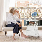 Side Tables for Bedroom Nightstand with 2 Cloth Drawer Bedside Table with Storage End Tables Living Room Sofa Couch - color: White