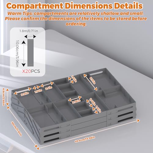 3 Tier Drawer Organizer - Expandable Junk Drawer Organizer Smart Office Supply Organizer, Folding Kitchen Drawer Storage Multi Level Desk Organizer for Makeup, Jewelry, Cosmetics Storage(2 Row 3 Tier) - color: Grey, size: 2 Row 3 Tier