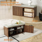 Shoe Cabinet Bench with Cushion,Double Layered Wooden Shoe Bench with Soft Cushion,Shoe Rack for Entryway,Bedroom,Living Room (Walnut Sturdy Entryway Bench) - color: Walnut Sturdy Entryway Bench