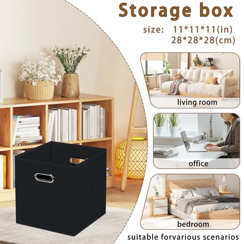 STOREONE Fabric Storage Bins Cubes Baskets Containers-(11X11X11) with Dual Handles for Shelf Closet, Nursery Home ， Bedroom Organizers, Foldable Set of 1 (black) - color: Black, size: 1 pack