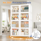 200GAL Large Stackable Storage Bins with Lid and Wheels, 800Qt Collapsible Organizer Cabinet with Clear Door, for Closet, Bedroom, Kitchen, Garage, 4-Pack White - style: 4 Pack