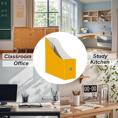 Limitliho Magazine Holde, Magazine File Holder for Home, Office, Desk, 10.6'' H×10.2'' L ×3.5''W Magazine Storage Box (Yellow, 6 Pack) - color: Yellow, size: 6 Pack