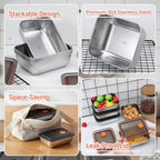 10 Set Stainless Steel Food Containers with Lids, Metal Leak-Proof Food Storage Containers Reusable Stackable Meal Prep Container for Lunch Picnic Travel, Dishwasher & Freezer Safe (16 oz)