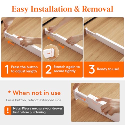Lifewit 5 Pack 2.36" High Drawer Dividers 28-43.5cm/11-17" Adjustable Drawer Organizer for Clothes/Utensils, Expandable Drawer Separator in Dresser/Kitchen/Bedroom/Office Organization & Storage White - size: 2.36"H, 11-17"L