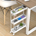 SPACELEAD Slim Storage Cart 3 Tier,Bathroom Organizer Rolling Utility, Mobile Shelving Unit Slide Out for Office, Kitchen, Laundry Room & Narrow Places,White - color: White