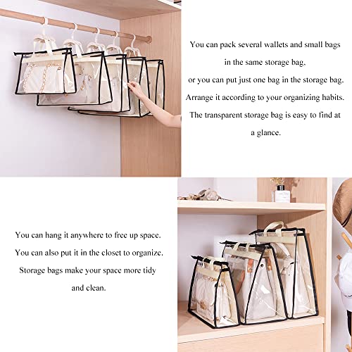 fazhongfa 6PCS Dust Bags for Handbags Clear Purse Storage Organizer Non-Woven Hanging Bag Closet with Zipper and Handle (XL Cream Color) - color: Cream Color