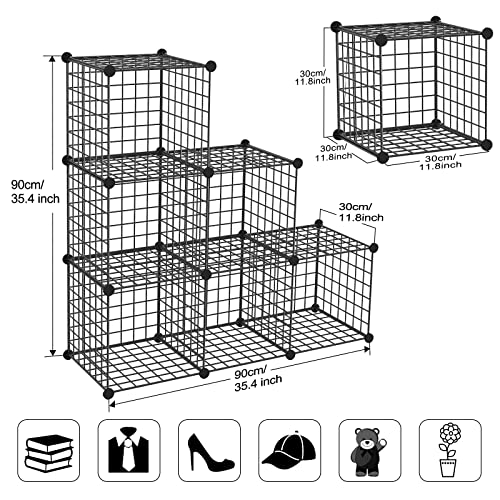 TUMUCUTE Wire Cube Storage Organizer, Metal Storage Shelves Bookshelf, Stackable Modular Closet Organizer for Bedroom Living Room, Office, Storage Shelves (6 Cubes, Iron) - color: Iron, size: 6 Cubes