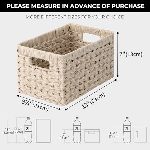 GRANNY SAYS Basket for Organizing, Wicker Storage Baskets for Shelves, Woven Baskets for Storage, Waterproof Shelf Baskets for Living Room, Rectangular Woven Basket with Handles, 1-Pack - color: Butter Milk, size: 16 ½"L x 13"W x 7 ½"H