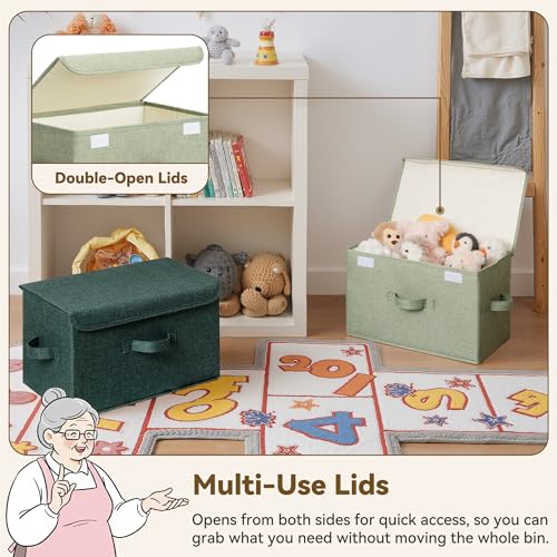 GRANNY SAYS Stoarge Basket with Lid, Decorative Storage Boxes, Closet Storage Bins for Clothes, Collapsible Stackable Organization, Sage Green&Dark Green, 2-Pack - color: Sage Green&Dark Green, size: Large-2 Pack