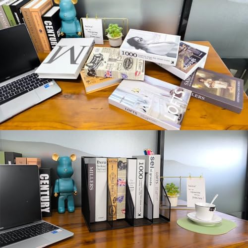 2 Set Desk Organizers, Metal Desk Magazine File Holder and 1 Pen Holder, 2 Compartments Mesh File Holder, Mesh Desktop Organizer and Storage,Black - color: 2 File Holder With Compartments Black