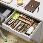 Kiasthome Acacia Wood Kitchen Silverware Drawer Organizer, Expandable Utensil Cutlery Drawer Organizer with Dividers, Flatware Organizer Silverware Tray for Spoon, Fork, 13''-20''x16.9'' (7-9 Slots) - size: 9 Slots Expandable