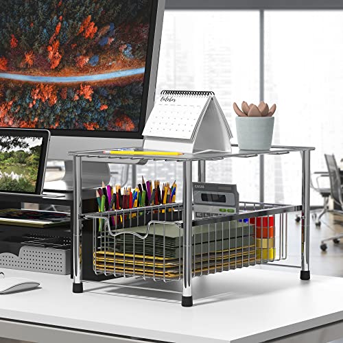 Simple Houseware Chrome Metal Stackable Storage Rack, 16.75 in L x 10.8 in W x 10.25 in H - color: Chrome